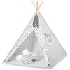 Bobono Tenda tipi per bambini + ciondoli con piume - pois grigi