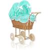 My Sweet Baby Passeggino per bambole alto in vimini con biancheria da letto e rivestimento col