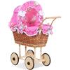 My Sweet Baby Passeggino per bambole alto in vimini con biancheria e rivestimento rosa NATALIA