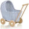 My Sweet Baby Passeggino in vimini per bambole - blu
