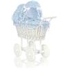 My Sweet Baby Passeggino alto in vimini per bambole con biancheria da letto e rivestimento blu