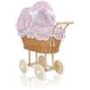 My Sweet Baby Passeggino per bambole alto in vimini con biancheria e rivestimento rosa NATALIA