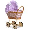 My Sweet Baby Passeggino per bambole alto in vimini traforato con biancheria e rivestimento vi