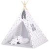 Bobono Tenda tipi per bambini + tappetino + ciondoli con piume - Stelle grigio-rosa/gri