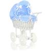 My Sweet Baby Passeggino alto in vimini per bambole con biancheria da letto e rivestimento blu