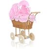 My Sweet Baby Passeggino per bambole alto in vimini con biancheria e rivestimento rosa NATALIA