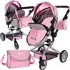 Puppenwagen mit tiefem Korb, Gondel, Spacer, Prinzessin