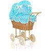My Sweet Baby Passeggino per bambole alto in vimini con biancheria da letto e rivestimento tur