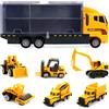 Azaris SET DI CAMION GIOCATTOLO + 6 MACCHINE XL, CARRO ATTREZZI, ESCAVATORE, AUTO