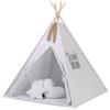 Bobono Tenda tipi per bambini + materassino + cuscini + ciondoli di piume - grigio