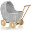My Sweet Baby Passeggino in vimini per bambole - grigio