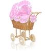 My Sweet Baby Passeggino per bambole alto in vimini con biancheria e rivestimento rosa NATALIA