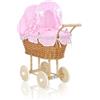 My Sweet Baby Passeggino per bambole alto in vimini con biancheria e rivestimento rosa NATALIA