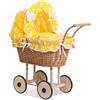 My Sweet Baby Passeggino alto in vimini per bambole con biancheria da letto e rivestimento gia