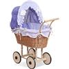 My Sweet Baby Passeggino per bambole alto in vimini con biancheria e rivestimento viola NATALI