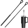 zaknszan 2 Pezzi Spazzola Cannucce Silicone, Impugnatura Antiscivolo Morbida e Pieghevole, Riutilizzabile Lavaggio Cannuccia, 6mm+9mm, Nero