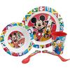 Stor Mickey Mouse and Friends - Set da tavola composto da bicchiere, ciotola, piatto e posate, per pranzi e cene dei bambini, set da 5 pezzi
