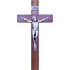 FIDES RELIGIOUS Crocifisso da Parete - Artigianale Made in Italy Cristo e INRI Placcati Argento 999 - Crocifissi da Parete in Legno, Legno Pregiato Mogano - Cura e Precisione dei dettagli di Gesù - 25X13cm