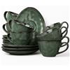 Set da caffè verde Uminami per 8 persone, 16 pezzi, moderno, lavabile in lavasto
