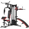 SPORTNOW Stazione Multi Gym con Pila da 65 kg, Attrezzatura per Muscolazione con Panca per Addominali, Nero e Rosso | Aosom Italy