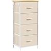 HOMCOM Cassettiera Con 4 Cassetti In Tessuto, Mobile Alto, Beige | Aosom Italy