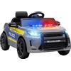 AIYAPLAY Auto Elettrica Polizia 12V con Telecomando, 2 Motori, Luci, Sirena, Musica e Clacson, 3-6 Anni, Grigio | Aosom Italy