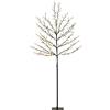 HOMCOM Albero di Natale di Ciliegio Alto 180 cm con Luci LED, 20 Rami, Timer Giornaliero, per Interni ed Esterni, Nero | Aosom Italy