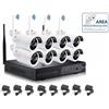KIT WIRELESS KIT VIDEOSORVEGLIANZA WIRELESS FULL WIFI HD IP 8 TELECAMERE NVR LAN REMOTO AHD