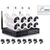 KIT WIRELESS KIT VIDEOSORVEGLIANZA WIRELESS FULL WIFI HD IP 8 TELECAMERE NVR LAN REMOTO AHD