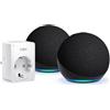 Echo Dot (5ª Generazione) | Antracite, 2 Pezzi + Tapo Presa Smart Alexa, Wifi In