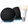 Echo Dot (5ª Generazione) | Antracite, 2 Pezzi + Philips Hue Smart Bulb (E27), C