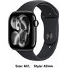 Apple Watch Series 11 GPS 42mm Jet Black Alluminio Cinturino Sport Nero M/L...