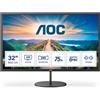AOC Monitor Q32V4 32 pollici 2560x1440 WQHD 75Hz IPS Panel 4ms GtG Speakers