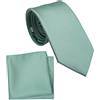 ZENXUS Regular Tie and Pocket Square for Men, Solid Color Necktie Set, 3.2 inch Standard Width