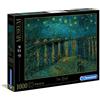 Clementoni - Puzzle Van Gogh 1000 Pezzi Arte, per Adulti e Ragazzi, Museum Collection, Tema Notte Stellata sul Rodan, Idea Regalo Uomo e Donna, Made in Italy, 70x50 cm, 39344