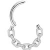 Lantine Septum Piercing ad anello in acciaio inox 316L 16G (1,2 mm) - Design catena, dimensioni 8 mm e 10 mm, acciaio e oro, ipoallergenico, per setto, elice, cartilagine, Rook, Conch, sacchetto di