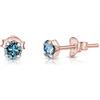 DTPsilver® Orecchini Donna Oro Rosa con Brillantini Punto Luce di Vero Cristallo 4 mm - Orecchini Punto Luce Oro - Orecchini Colorati - Orecchini Piccoli Oro Rosa - Orecchini Lobo Donna