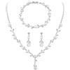 Gkaopi Parure Gioielli per Donna Elegante Semplice Set di Gioielli Sposa Ciondolo con Strass Cristallo Collana Bracciale e Orecchini Set Matrimonio Fidanzamento Gioielli