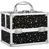 Joligrace Valigetta Trucchi piccola Beauty Case vuota Valigia Make Up con lucchetto Porta Trucchi per ragazze Valigetta per unghie Valigetta Cosmetica, Cielo stellato nero