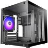Mars Gaming MC-CUBE, Case PC MicroATX, Formato Cubo Ultracompatto, Vetro Temperato Panoramico, Ventola Posteriore ARGB 120mm, Supporto Raffreddamenti Liquidi fino a 120mm, Minitorre USB-C, Nero