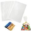 vaolmlop 100 Pezzi Sacchetti Caramelle,10x16 cm Sacchettini Trasparenti Buste In Cellophane con 100 Bande Metalliche Per confezioni di caramelle, Biscotti, Pane, Frutta Ecc.