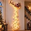HshDUti Decorazione natalizia magica della parete della traccia LED della cascata | Decorazione natalizia da parete, Babbo Natale, slitta e renna, da appendere, effetto neve a cascata, per la casa