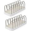 Clove 2 Portacoperchi da Cucina Salvaspazio Organizzatore Porta Coperchi Pentole da Mobile Interno Organizer Verticale Cassettone Padelle Supporto da Cassetto Taglieri Rack (beige)