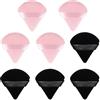 AQSQWQ Confezione da 8 Puff Triangolo,Piumini da Cipria Triangolo Spugna da Trucco per Viso,per Cipria Sciolta Fard per Fondotinta Strumenti per il Trucco Wet And Dry (Nero e Rosa)