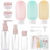 Lovcoyo 11 flaconi da viaggio riutilizzabili e ricaricabili, in plastica completi | Bottiglie di pompa, Crema Döschen Liquidità contenitore cosmetico, Viaggi Bottiglie 30/50/60/80ml, piccole dosi di crema