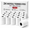 CARTA TERMICA POS 57X34 ROTOLI COMPATIBILI NEXI SUMUP INGENICO 24 PEZZI