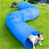 BAKAJI Tunnel Gioco Addestramento Cani Gatti Animali 200x48cm Tessuto Azzurro con Borsa