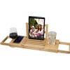 BAKAJI Tavolino Vassoio Vasca Bagno Regolabile Legno Bambu Supporto Tablet Scomparti