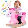 BAKAJI Unicorno a Dondolo Cavalcabile Peluche Cavallo Giocattolo Bambini con Suoni