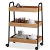 BAKAJI Carrello Trolley Cucina in Metallo 3 Ripiani in legno 4 Ruote Salvaspazio Nero